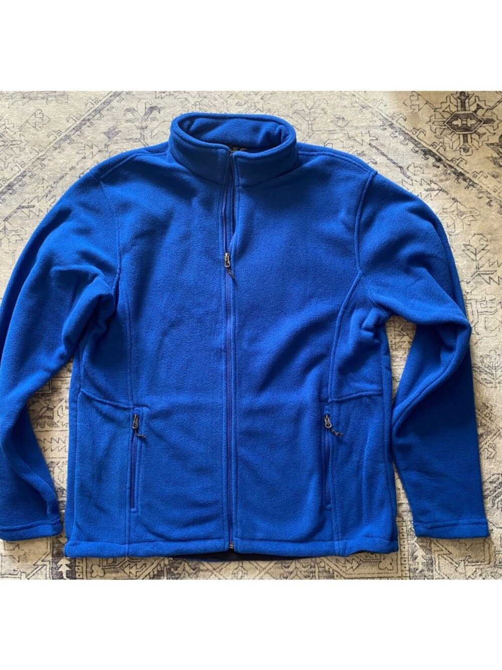 Port Authority‎ F217 Mens Blue Full-Zip Fleece Jacket XLT High Collar Pockets